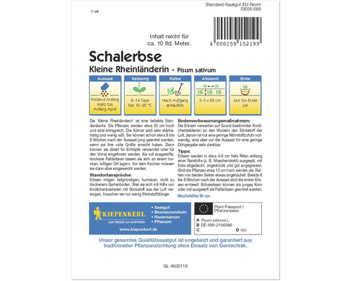 Schalerbse Kleine Rheinländerin Saatguttüte