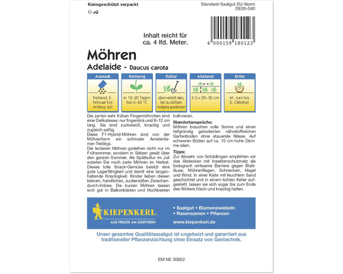 Möhren Adelaide Saatgutpackung