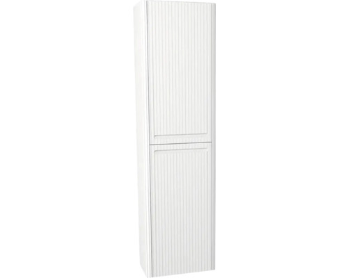 Armoire haute suspendue avec 2 portes Devo Gloria 2.0 droite lxhxp 40x172x33 cm premium white supermat striée