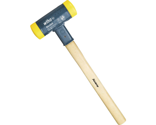 Schonhammer rückschlagfrei Wiha 50 mm Kopfdurchmesser mit Hickory-Holzstiel und Rund-Schlagkopf mittelhart