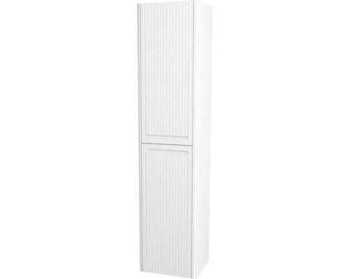 Armoire haute suspendue avec 2 portes Devo Gloria 2.0 gauche lxhxp 45x165x26 cm premium white supermat striée