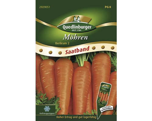 Carotte Berlicum 2 Quedlinburger semences fixes graines de légumes, ruban de graines Quedlinburger Carottes Berlicum 2 Bande de graines - Emballage