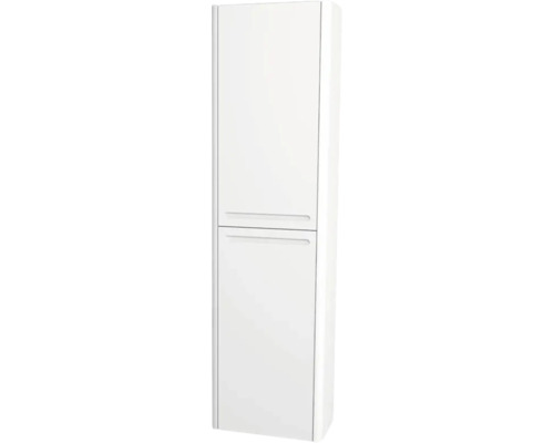 Armoire haute suspendue avec 2 portes et panier à linge Devo Gloria 2.0 gauche l x h x p 40 x 172 x 33 cm premium white supermatt lisse