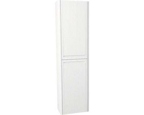 Armoire haute suspendue avec 2 portes et panier à linge Devo Gloria 2.0 droite lxhxp 40x172x33 cm premium white supermat striée