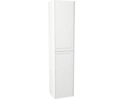 Armoire haute suspendue avec 2 portes Devo Gloria 2.0 droite lxhxp 45x165x26 cm premium white supermat striée