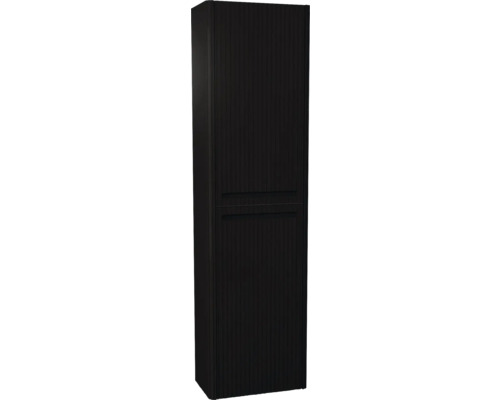 Armoire haute suspendue avec 2 portes Devo Gloria 2.0 gauche lxhxp 45x165x26 cm perfect touch black striée