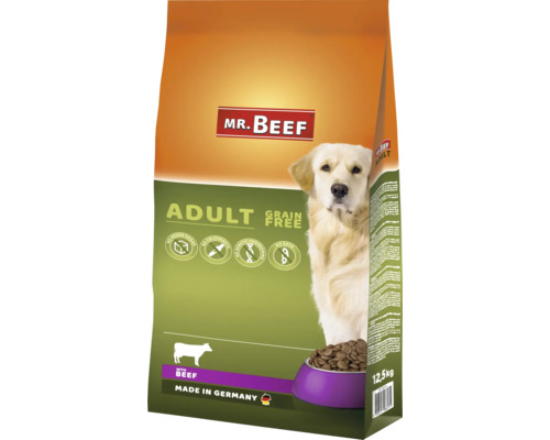 Croquettes pour chiens MR.BEEF Adult sans céréales 12,5 kg boeuf sans OGM, sans sucre ajouté industriel, sans colorants, sans soja, fabriqué en Allemagne