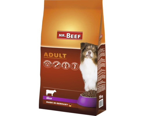 Croquettes pour chiens MR.BEEF Basic 15 kg boeuf sans OGM, sans sucre ajouté industriel, sans colorants, sans soja, fabriqué en Allemagne