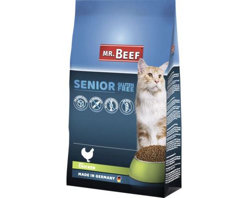 Croquettes pour chats MR.BEEF Senior 3 kg poulet sans OGM, sans sucre ajouté industriel, sans colorants, sans soja, fabriqué en Allemagne