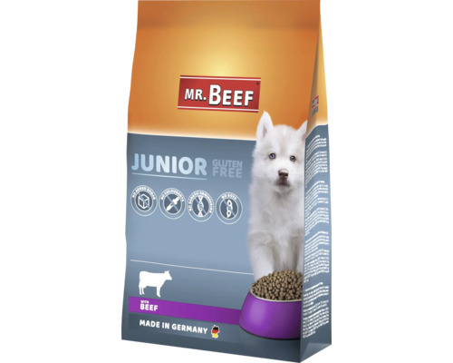 Croquettes pour chiens MR.BEEF Junior 4 kg boeuf sans OGM, sans sucre ajouté industriel, sans colorants, sans soja, fabriqué en Allemagne