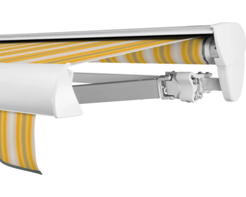 SOLUNA Halbkassettenmarkise Classic 3x2 Stoff Dessin 30A774 Gestell E6EV1 silber eloxiert Antrieb rechts inkl. Motor, Wandschalter