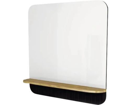 Miroir de salle de bains avec tablette en bois Devo Gloria 2.0 86x86x14 cm Perfect Touch Black lisse GL2-LUPL86-1-F97D01