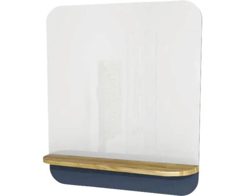 Miroir de salle de bains avec tablette en bois Devo Gloria 2.0 86x86x14 cm Parisian Blue lisse GL2-LUPL86-1-F103D01