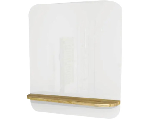 Miroir de salle de bain avec tablette en bois Devo Gloria 2.0 86x86x14 cm Premium White Supermatt lisse GL2-LUPL86-1-F83D01