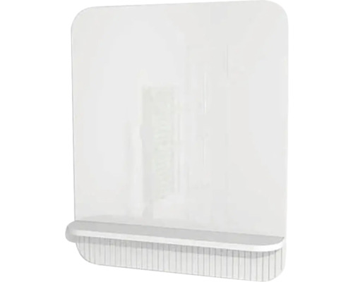 Miroir de salle de bain avec tablette Devo Gloria 2.0 86x86x14 cm Premium White Supermatt strié GL2-LUPL86-2-F83