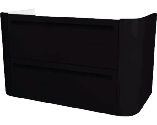 Waschtischunterschrank Devo Gloria 2.0 86x50x42 cm perfect touch black glatt Schwarzer Waschtischunterschrank mit zwei Schubladen