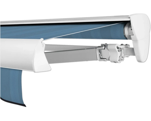 SOLUNA Halbkassettenmarkise Classic 2,5x2 Stoff Dessin 320916 Gestell E6EV1 silber eloxiert Antrieb rechts inkl. Motor, Wandschalter