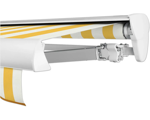 SOLUNA Halbkassettenmarkise Classic 5x1,5 Stoff Dessin S2015 Gestell E6EV1 silber eloxiert Antrieb rechts inkl. Motor, Wandschalter