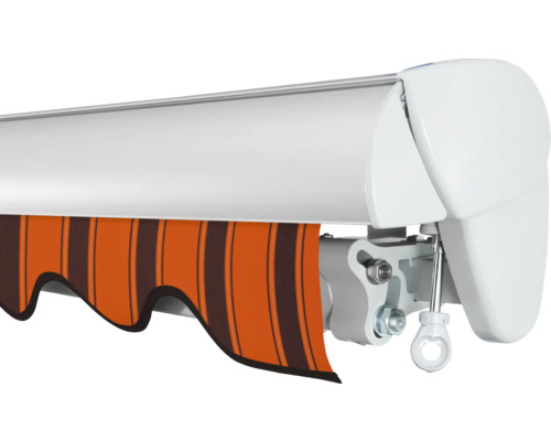 Store banne à rayures marron et orange