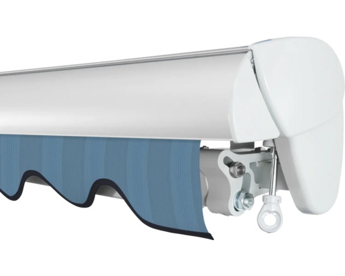 Store banne avec tissu à rayures bleues