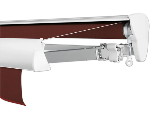 SOLUNA Halbkassettenmarkisen Classic 4,5x1,5 Stoff Dessin S2209 Gestell E6EV1 silber eloxiert Antrieb rechts inkl. Kurbel