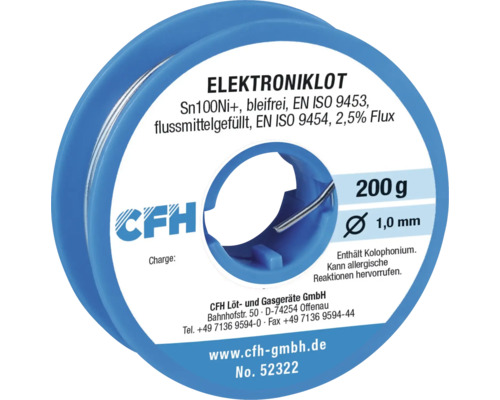 Fil de soudure électronique CFH EL 322 sans plomb 200g