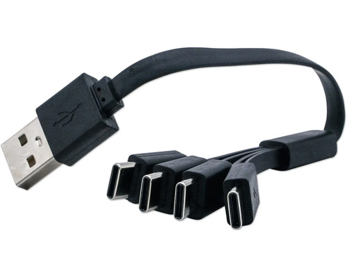 Câble de charge USB type C LUMAK PRO 4 en 1 1,5V noir 18,5cm