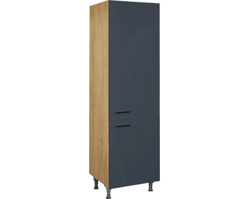 Armoire à provisions NOBILIA Urban 60 x 58 x 217 cm façade bleu fjord mat corps chêne sierra butée droite monté