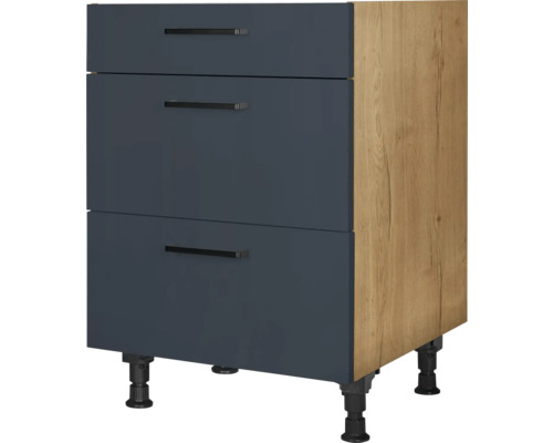 NOBILIA Kochfeldumbauschrank Urban BxTxH 60 x 58 x 87 cm Frontfarbe  platinblau matt Korpusfarbe eiche hell - HORNBACH Luxemburg