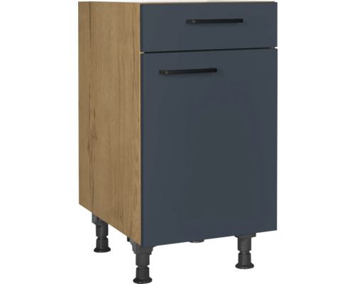Meuble bas NOBILIA avec tiroir et porte pivotante Urban lxpxh 45 x 58 x 87 cm bleu fjord mat prémonté tirant droite Meuble bas de cuisine avec tiroir et porte