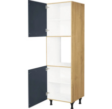 Armoire de cuisine avec étagères et deux portes ouvertes