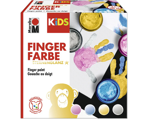 Kit peinture au doigt Marabu KiDS « Sternenglanz » assorties 4x100 ml