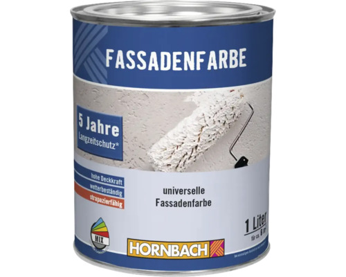 Farbe für Fassaden im Farbeimer