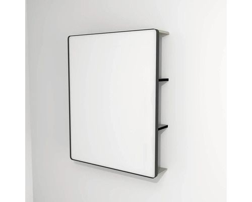 Miroir de salle de bain LED avec tablette Devo Sonus 2.0 Classico Muschel/Black 75.5x94 cm SO2-LUPL75x94-F91