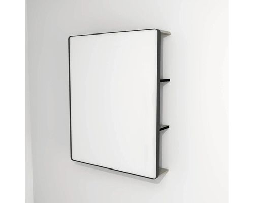 Miroir de salle de bain LED avec tablette Devo Sonus 2.0 Dakar Suedette matt/Black 75.5x94 cm SO2-LUPL75x94-F89