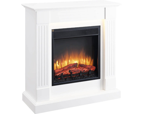 Cheminée électrique Balderia Ladina blanc 2000 watts y compris télécommande Cheminée électrique avec effet de flamme et revêtement blanc