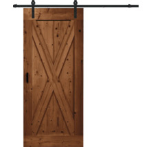 Porte coulissante en bois avec ferrure et design en forme de X