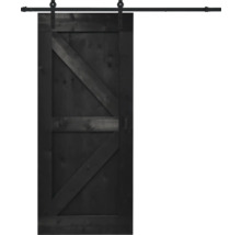 Porte coulissante en bois avec motif en Z et kit de ferrures