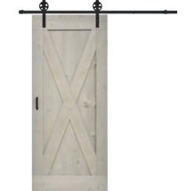 Porte coulissante en bois avec ferrures en X