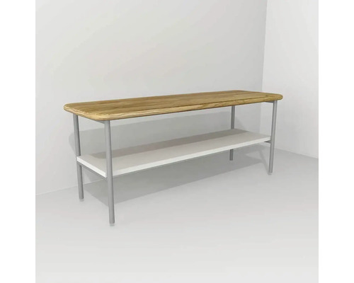 Banc avec 1 étagère Devo Oval LxHxP 100x39.6x35 cm blanc/chêne/gris