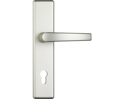 Poignée de porte avec plaque longue et trou de serrure