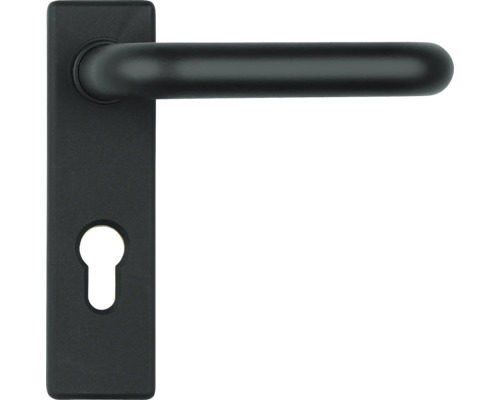 Schwarze Türdrückergarnitur mit Schlüsselloch