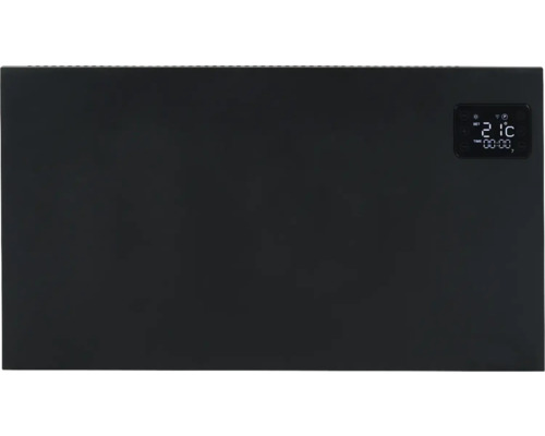 Schwarzer Elektroheizkörper mit Display zur Temperaturanzeige