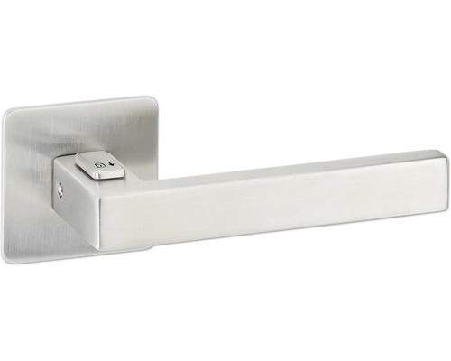 Paire de poignées Hermat West Fastlock sur rosace plate carrée DIN droite inox mat