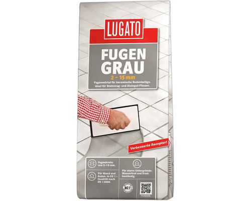 Mortier de jointoiement Lugato joint gris 1 kg Lugato Fugen Grau Mortier à joints pour revêtements de sol en céramique, largeur de joint de 2 à 15 millimètres