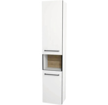 Armoire haute suspendue avec 2 portes avec compartiment ouvert Devo Sonus 2.0 gauche lxhxp 38x186x30 cm arctic white haute brillance