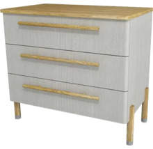 Commode avec trois tiroirs et poignées en bois