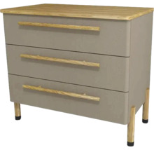 Commode avec trois tiroirs et poignées en bois