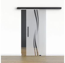 Pertura Glasschiebetür Komplettset Glera Swirl 1025x2050 mm inkl.Beschlag Selir Aluminium schwarz,Stangengriff