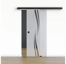 Pertura Glasschiebetür Komplettset Glera Swirl 775x2175 mm inkl.Beschlag Selir Aluminium schwarz,Griffmuschel